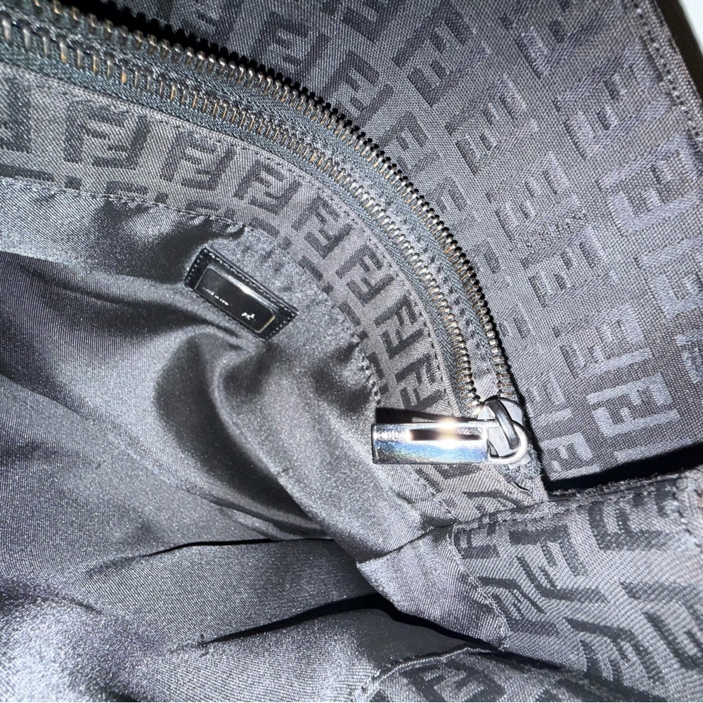 Fendi Black Brown Zucca Tote with Gold-Tone Logo Vintage - Picture 6 of 6